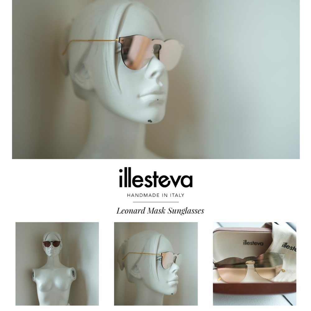 ILLESTEVA Rimless frame Leonard Mask Sunglasses Tribeca Gold made Italy